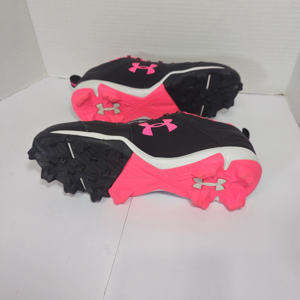 Under Armour Black and Pink Cleats Womens Sz 5.5Y Baseboll - Picture 10 of 12